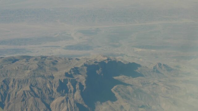 day time east landscape flying aircraft window passenger pov panorama 4k uae