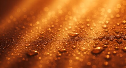 a close up view of water droplets clinging to a dark surface illuminated with warm golden light creating a blurred abstract texture high quality professional detailed