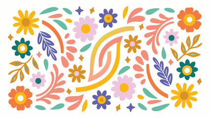 Stylized pastel botanical art pattern featuring delicate floral elements and organic shapes in a modern artistic composition with a refreshing turquoise color palette