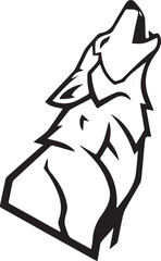 Vector illustration of a black and white cat and wolf silhouette drawing