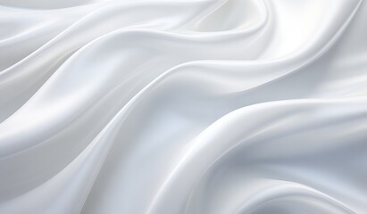 Obraz premium Abstract white background with wavy silk fabric creating a simple elegant wallpaper design for presentation poster or banner use.
