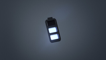 Glowing Battery Icon with Partial Charge 3D render