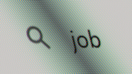 Close-up of the word job typed in a search bar 3D render