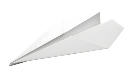White paper airplane folded from a single sheet of paper isolated on a transparent background childhood