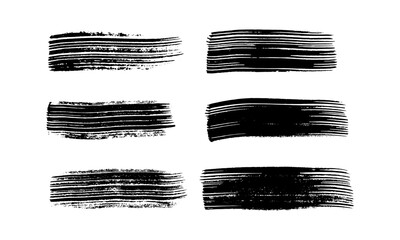 Set of black hand drawn brush strokes
