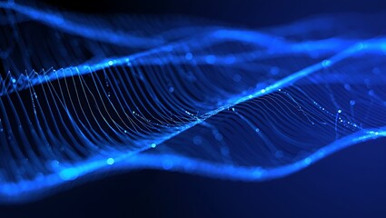Abstract flowing blue light streaks and digital data connections background