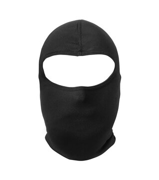 Full face balaclava mask on transparent background. Black ski mask isolated cutout