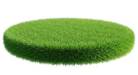 Round green grass podium isolated on transparent background, perfect for showcasing products in an ecofriendly and natural way