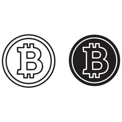 Digital Currency Symbol Icons in Outline and Filled Coin Styles