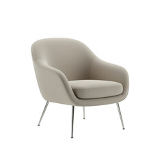 Fototapeta premium Modern beige armchair with metal legs isolated on transparent background