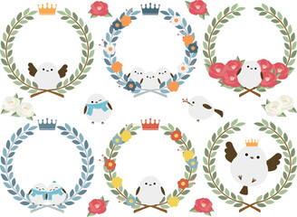 シマエナガと自然の月桂冠フレーム6種セット