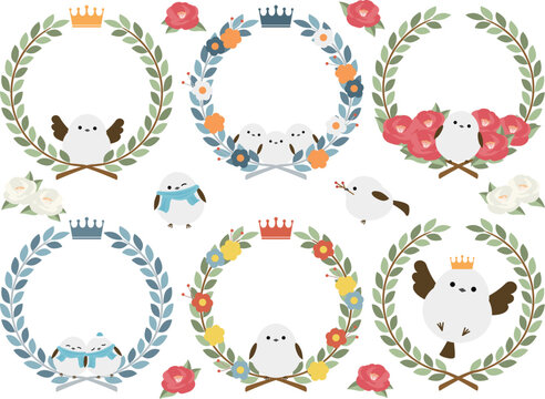 シマエナガと自然の月桂冠フレーム6種セット