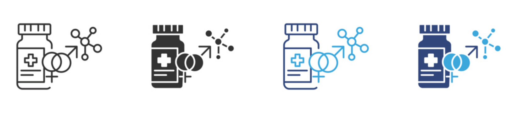 Hormone Therapy icon set, Medical Endocrine Treatment, Gender Hormone Supplement concept icon, vector illustration.