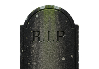 Closeup of a weathered tombstone with the inscription rip isolated on transparent background, symbolizing remembrance and mortality in a somber setting