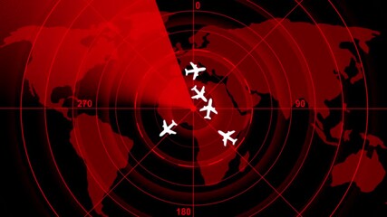 Aircraft signal and guidance radar. An air traffic control tower equipped with radar.High-tech radar scanner for flight coordinates between countries and continents. Military radar screen 	 - Powered by Adobe