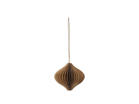 brown handmade paper lattern with string isolated on white