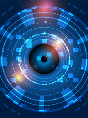 Futuristic biometric eye scan security technology background digital abstract system data blue purple screen