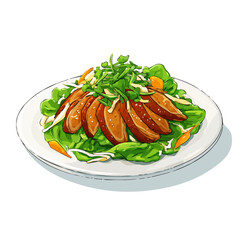 Peking Duck Salad, illustrated as a clean 2D flat vector icon isolated on a white background