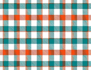 Orange and Teal Plaid Pattern Background.