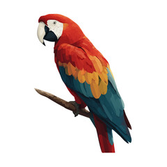 Minimal 2D flat vector of a Macaw, icon-style illustration on a white background