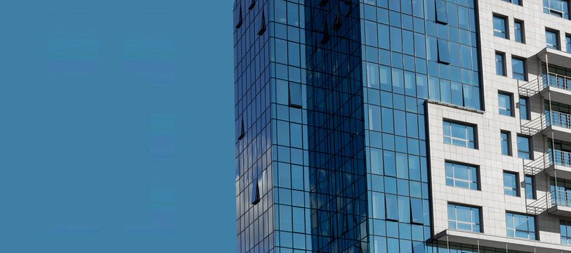 multi-storey building skyscraper architecture city. Modern buildings with glass facades. copy space - Powered by Adobe