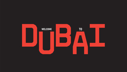 Welcome to Dubai Typography Graphic &ndash; Modern Gold Text Design on Black Background