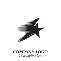 Black Star Moving Fast Logo Symbol in Dynamic Minimal Vector Style on Clean White Background
