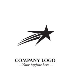 Black Star Moving Fast Logo Symbol in Dynamic Minimal Vector Style on Clean White Background