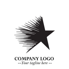 Black Star Moving Fast Logo Symbol in Dynamic Minimal Vector Style on Clean White Background
