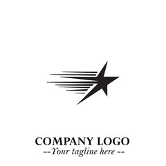 Black Star Moving Fast Logo Symbol in Dynamic Minimal Vector Style on Clean White Background