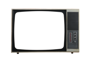 Old TV with isolated screen on white background. Retro technology.