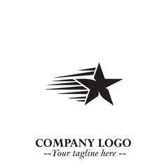 Black Star Moving Fast Logo Symbol in Dynamic Minimal Vector Style on Clean White Background