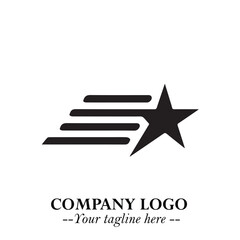 Black Star Moving Fast Logo Symbol in Dynamic Minimal Vector Style on Clean White Background