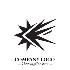 Black Star Moving Fast Logo Symbol in Dynamic Minimal Vector Style on Clean White Background