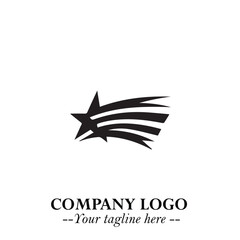 Black Star Moving Fast Logo Symbol in Dynamic Minimal Vector Style on Clean White Background