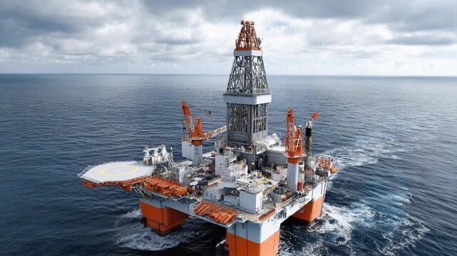 Offshore Rig in Action: An awe-inspiring offshore oil rig stands tall amidst the vast expanse of the open ocean, showcasing the prowess of human engineering and the relentless pursuit of energy. 