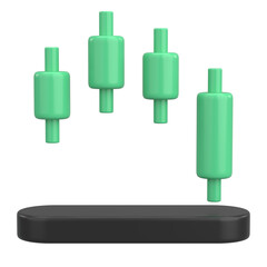 Stock Trading Chart. Gold Trading Chart. 3D Illustration.