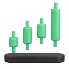 Stock Trading Chart. Gold Trading Chart. 3D Illustration.