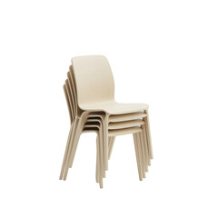 Stack of beige plastic chairs isolated on transparent background