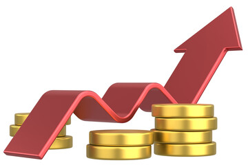 Growth graph, Growth chart. 3D illustration.