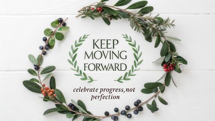 Inspirational Wreath with Keep Moving Forward Quote for Celebration