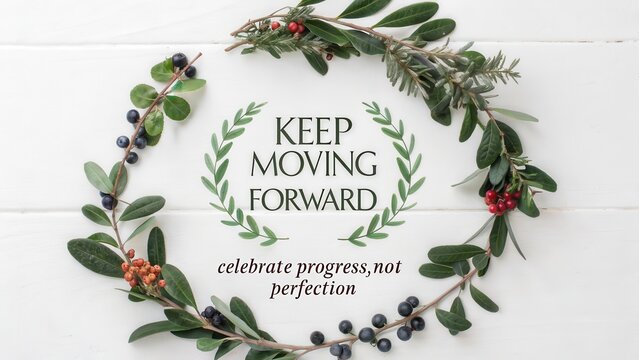 Inspirational Wreath with Keep Moving Forward Quote for Celebration