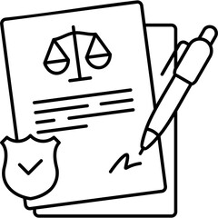 Line Art Legal Contract Icon