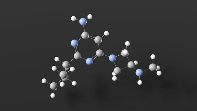 seliforant molecule 3d, molecular structure, ball and stick model, structural chemical formula h4 receptor antagonists