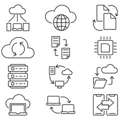 Set of software development icons for web design. Containing efficiency, startup, management, development, growth, success and more. Web development various icons representing technology, Vector.