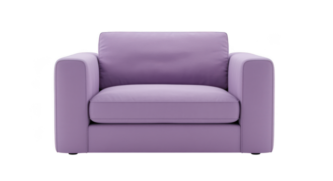Modern purple armchair isolated on transparent background