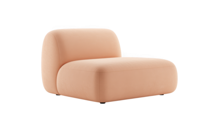 Modern peach armchair isolated on transparent background