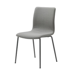 Modern gray upholstered dining chair isolated on transparent background