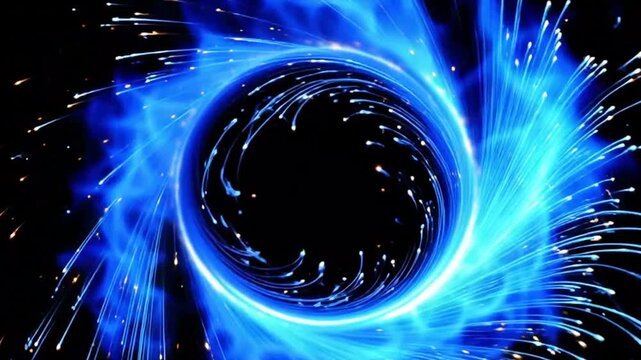 A looping burst of hot blue flame energy, expanding in a circular wave on a transparent alpha background