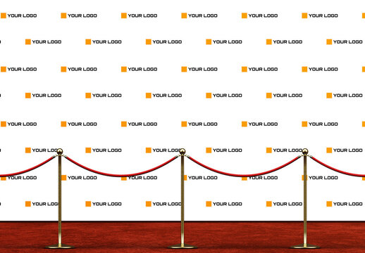 Backdrop Event Banner Mockup with Stanchion Rope